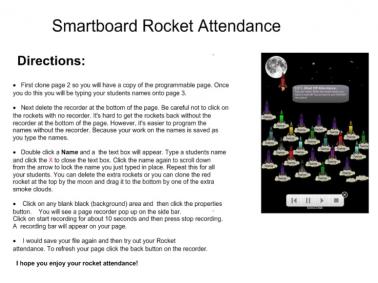 Smartboard Attendance - Animated Rocket Attendance